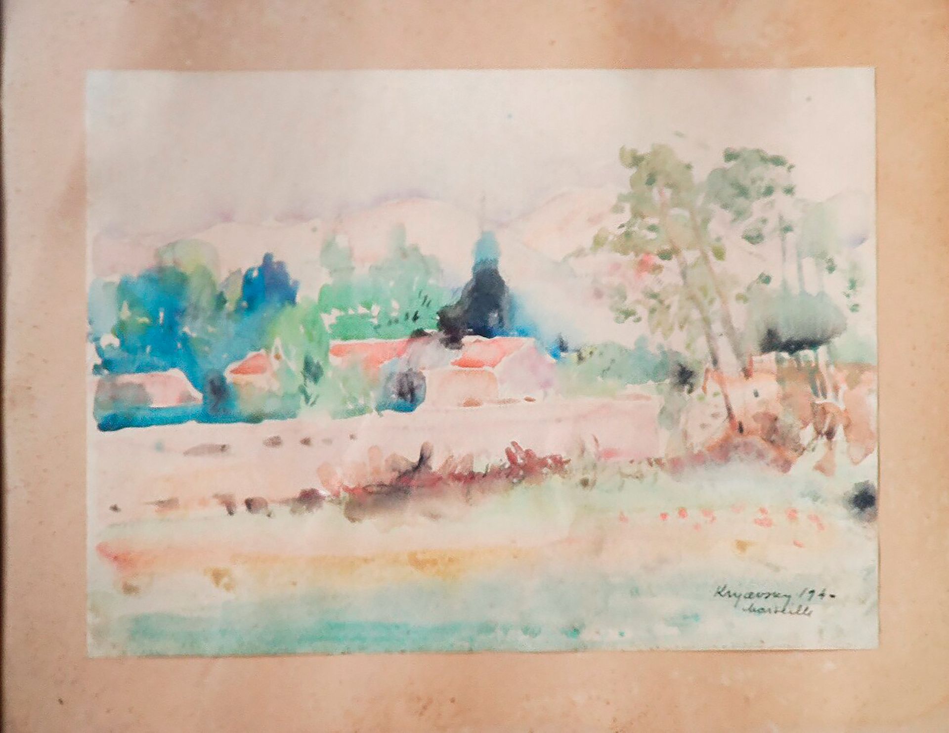 Mykola Vasyl KRYCEVSKY (KRYCHEVSKY) (1898-1962) 风景，1940年
纸上水彩画，右下角有签名、日期和位置 "马赛"&hellip;