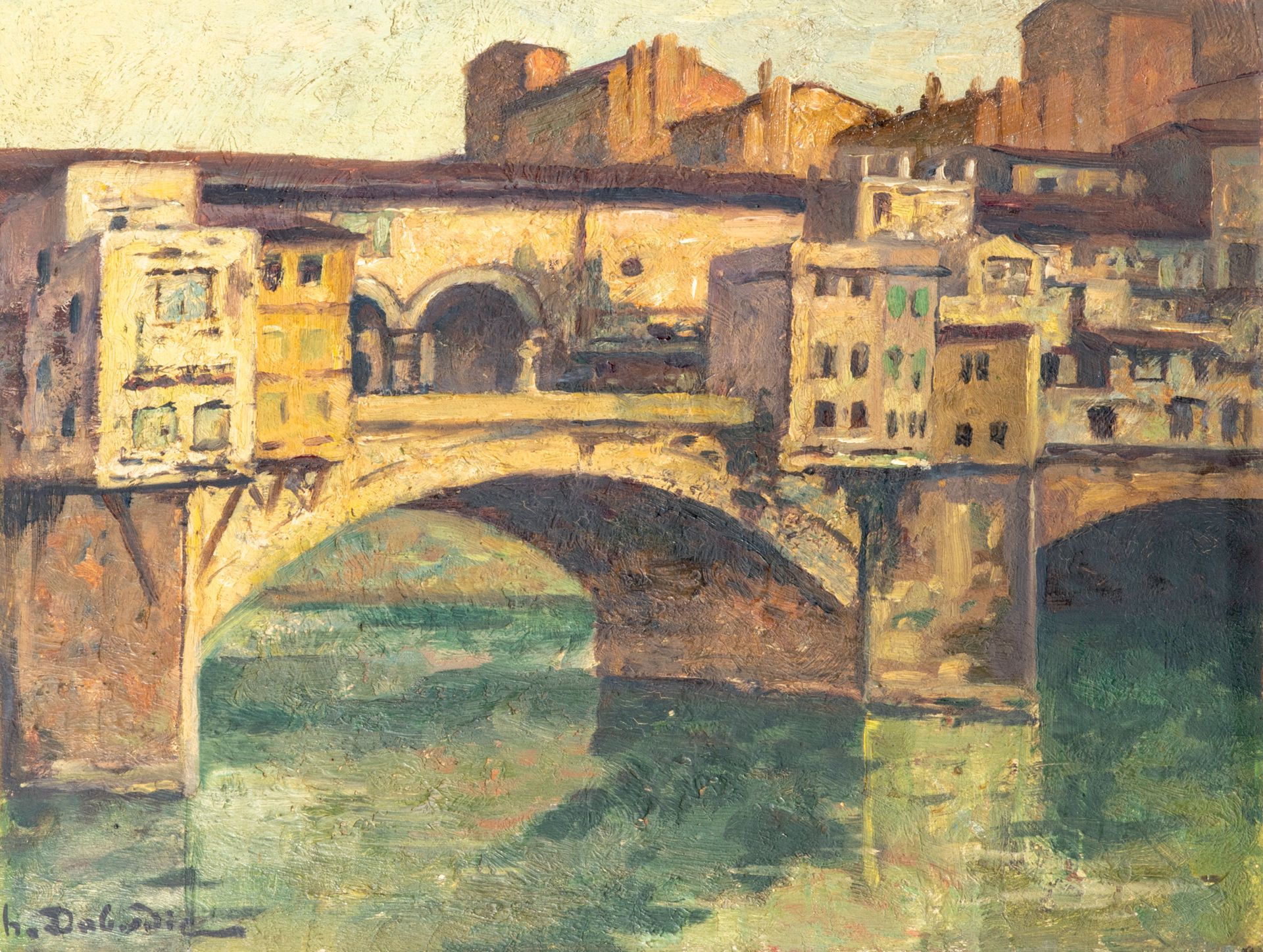 Henri DABADIE (1867-1949) 佛罗伦萨的韦基奥桥
面板油画，左下角有签名 36 x 26.7 cm