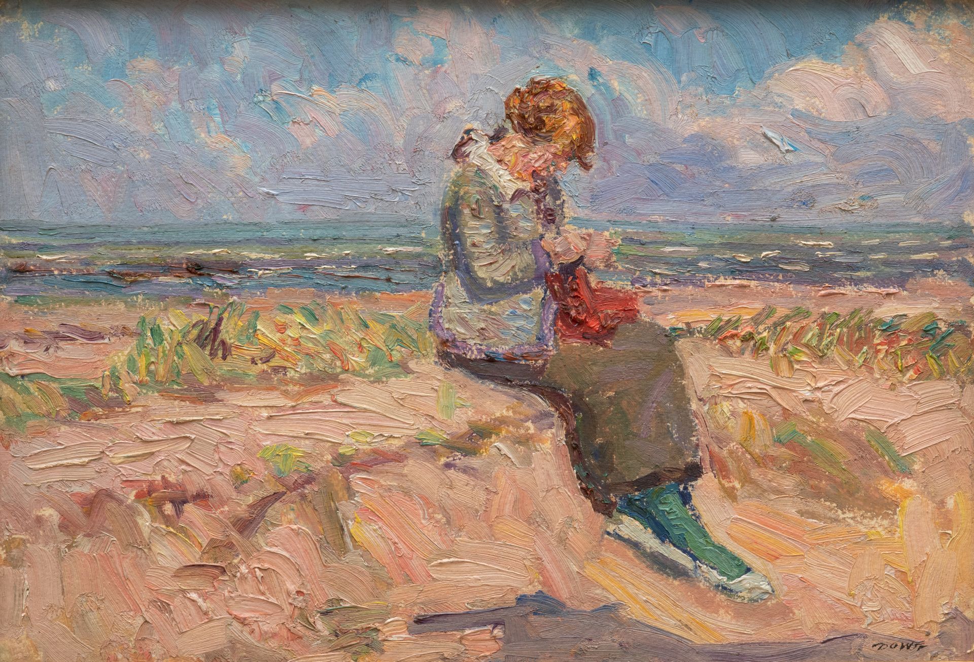 David WIDHOPFF (1867-1933) 海边的女人
木板油画，右下角有文字说明 36.5 x 53 cm (正在观看)