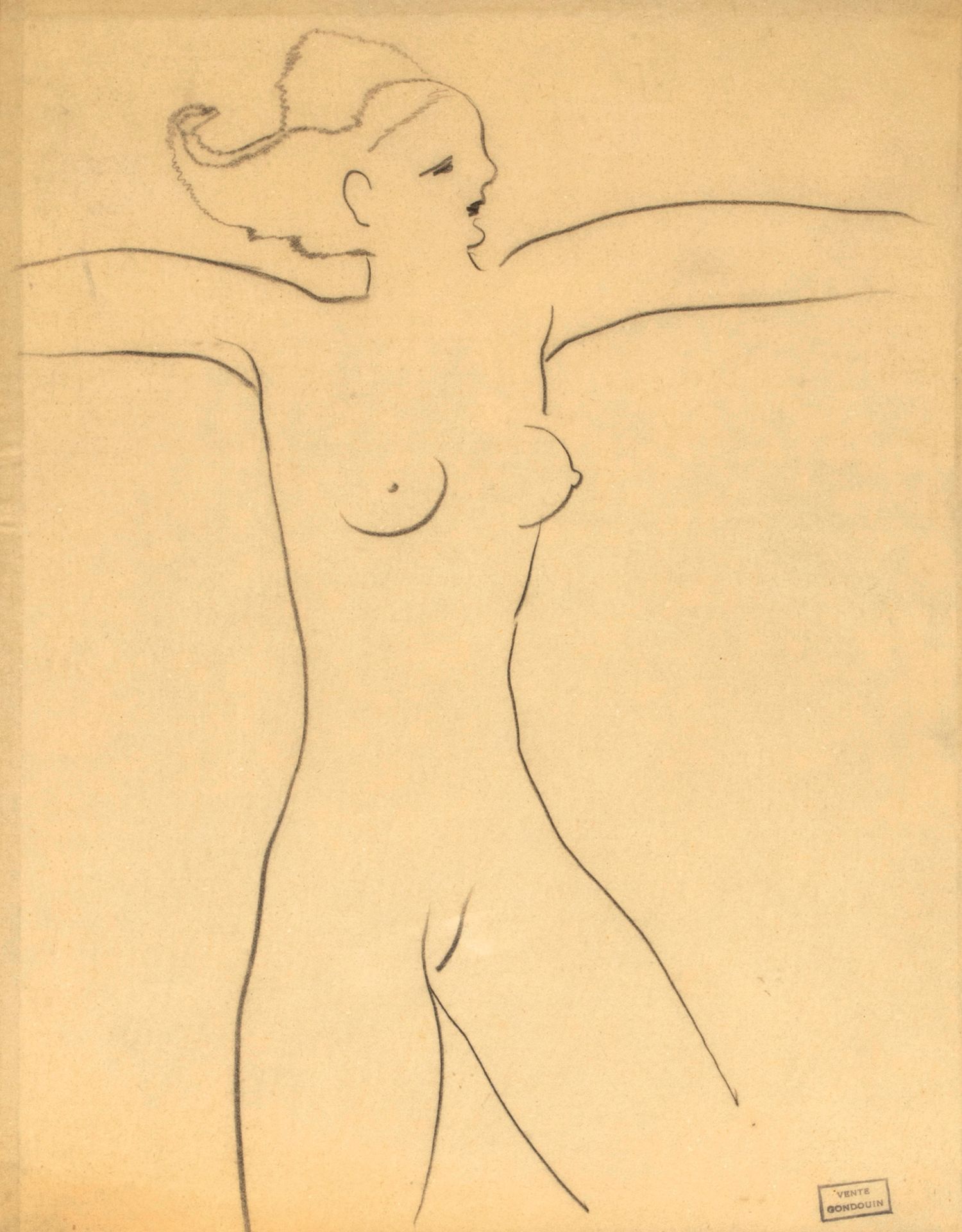 Emmanuel GONDOUIN (1883-193 Femme nue
Fusain sur papier, cachet de la vente d'at&hellip;