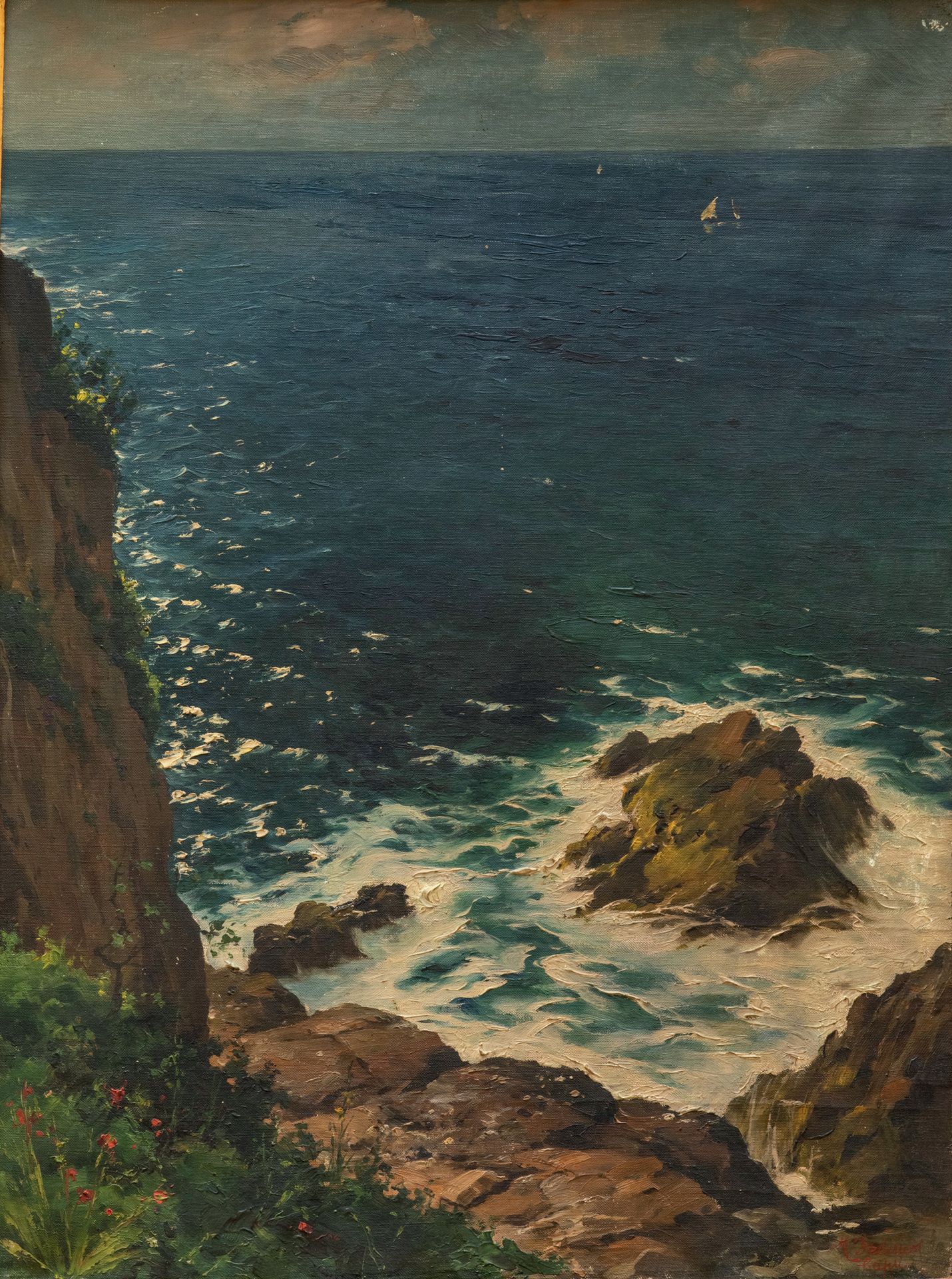 Michele FEDERICO (1884-1966) 卡普里风景
布面油画，右下角有签名并位于卡普里，小幅重绘 59 x 44 cm