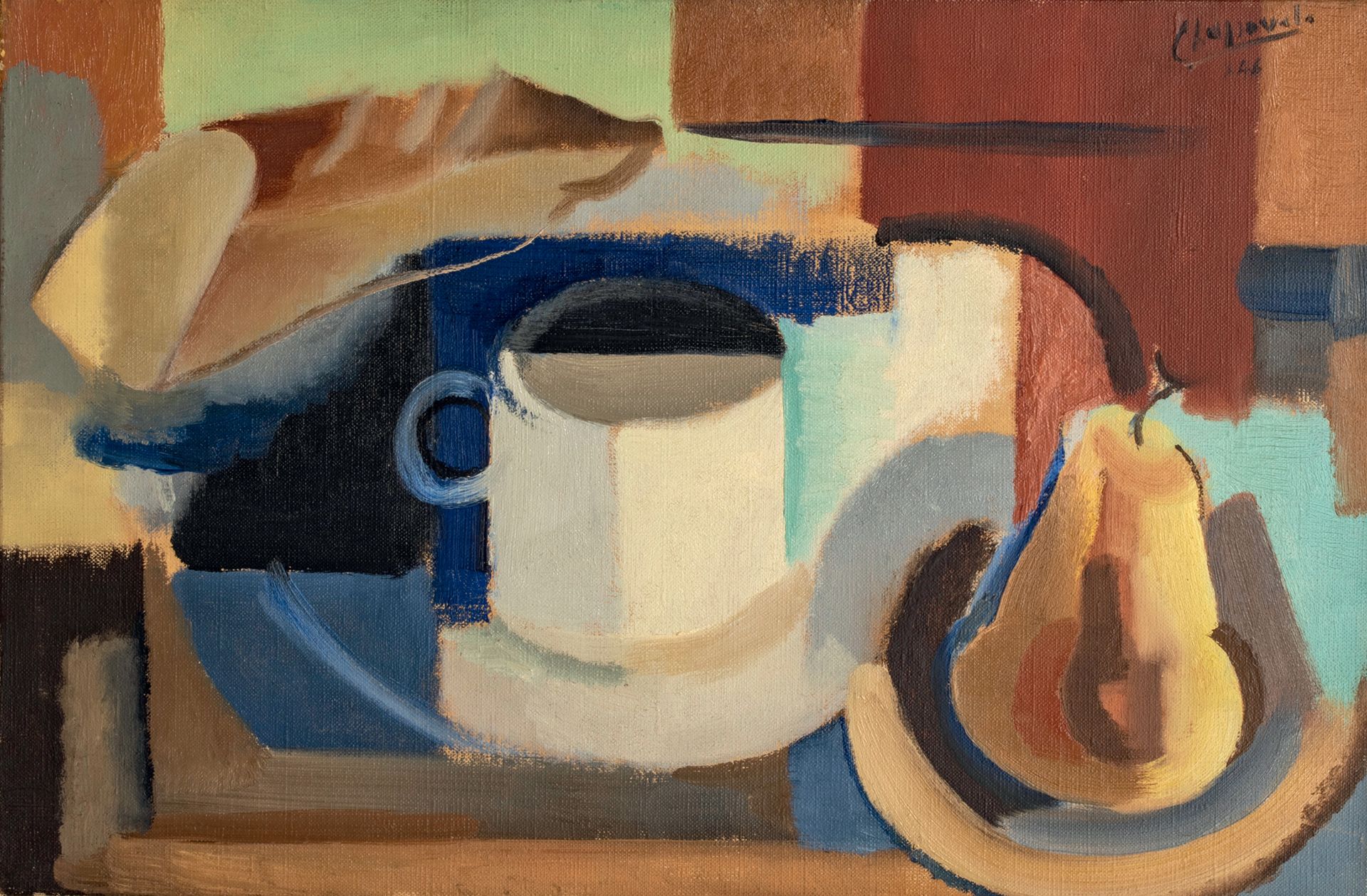 Youla CHAPOVAL (1919-1951) 
Still life with pear and cup, 1946 Oil on canvas, si&hellip;