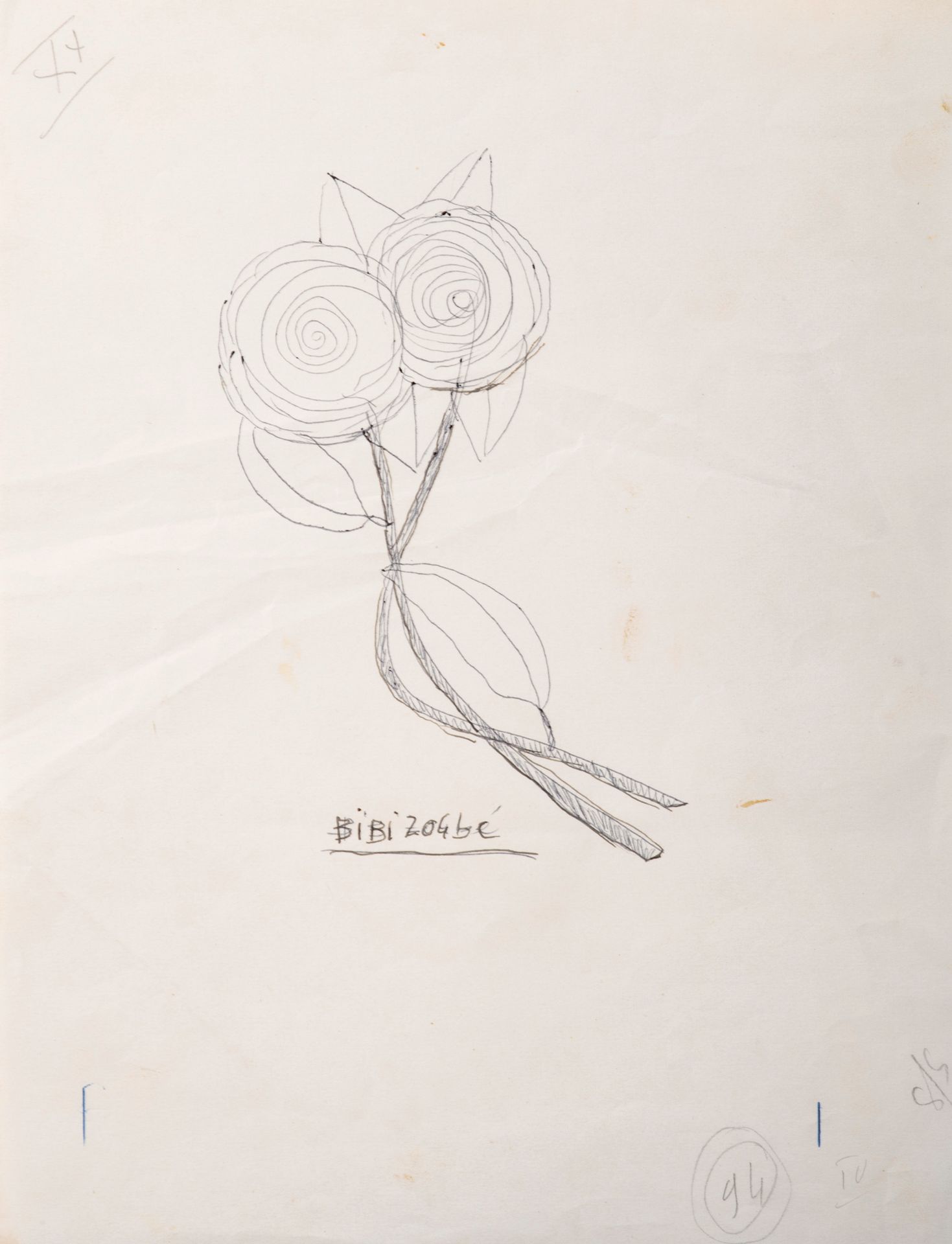 BIBI ZOGBE (1890-1973) Flower
Pencil on paper, signed lower middle, small stains&hellip;