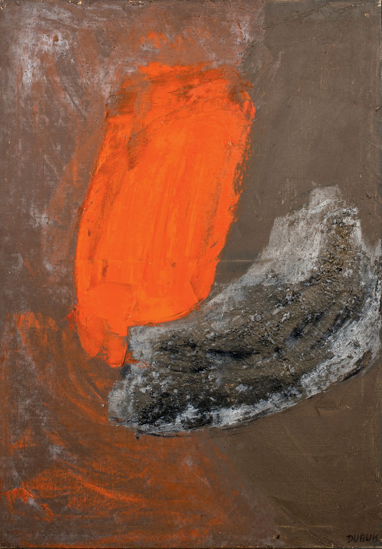 Fernand DUBUIS (1908-1991) 红色和灰色
混合媒体和油画，右下方签名，背面有标题 92 x 65 cm