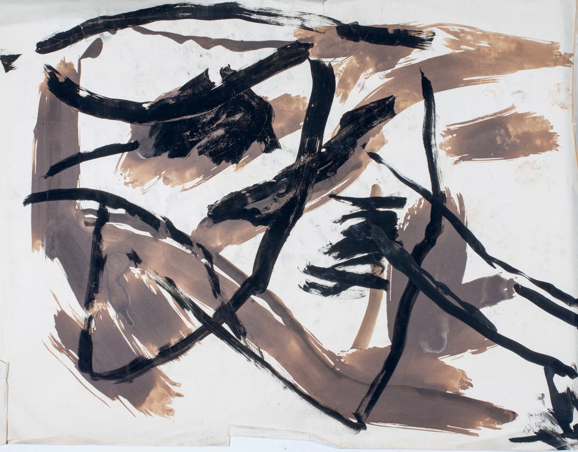 Pierre TAL COAT1905-1985) 裂缝
纸上混合媒体，右下角有签名，撕裂和折叠 49.5 x 66.5 cm