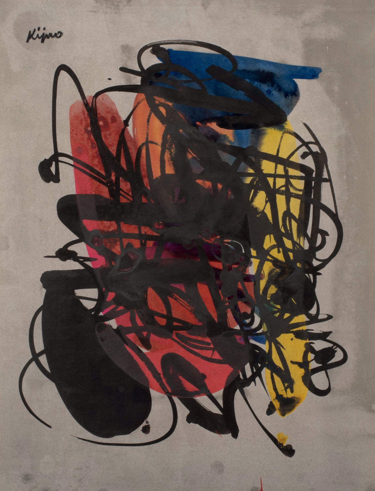 Ladislas KIJNO (1921-2012) 作文
混合媒体（水粉和墨水），左上角签名 41 x 31.2 cm