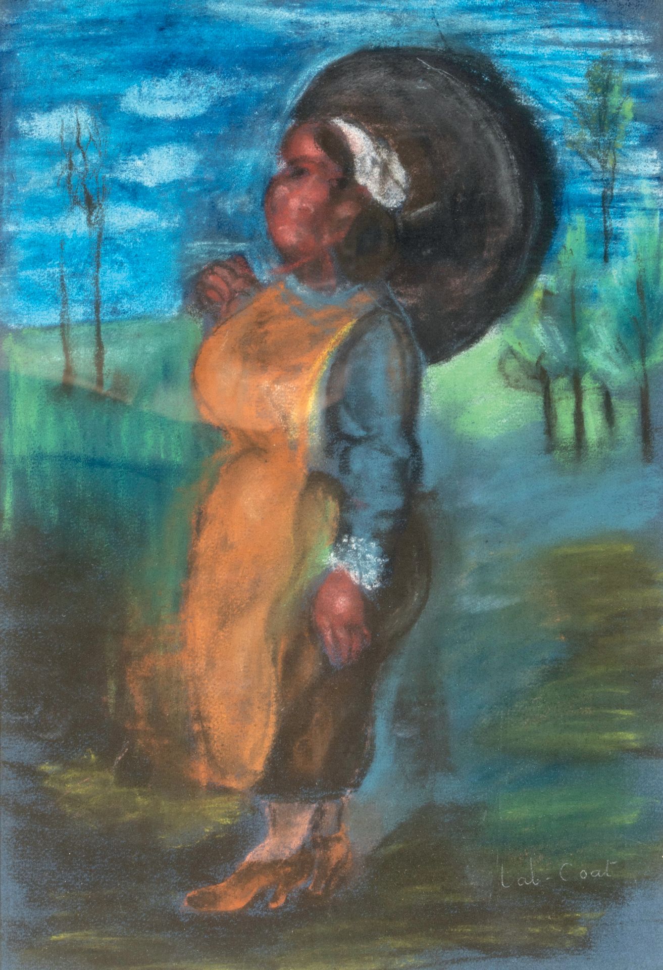 PIERRE TAL COAT (1905-1985) 站立的女人
纸上粉彩，右下角有签名，有画框 35.5 x 24 cm (正在观看)
