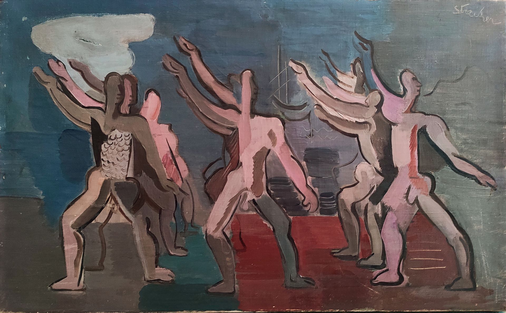 Paul STRECKER ( 1900-1950) 
希腊芭蕾舞团》，1927年



布面油画，右上方有签名，标题，背面有日期 "1927年5月13日，巴黎&hellip;