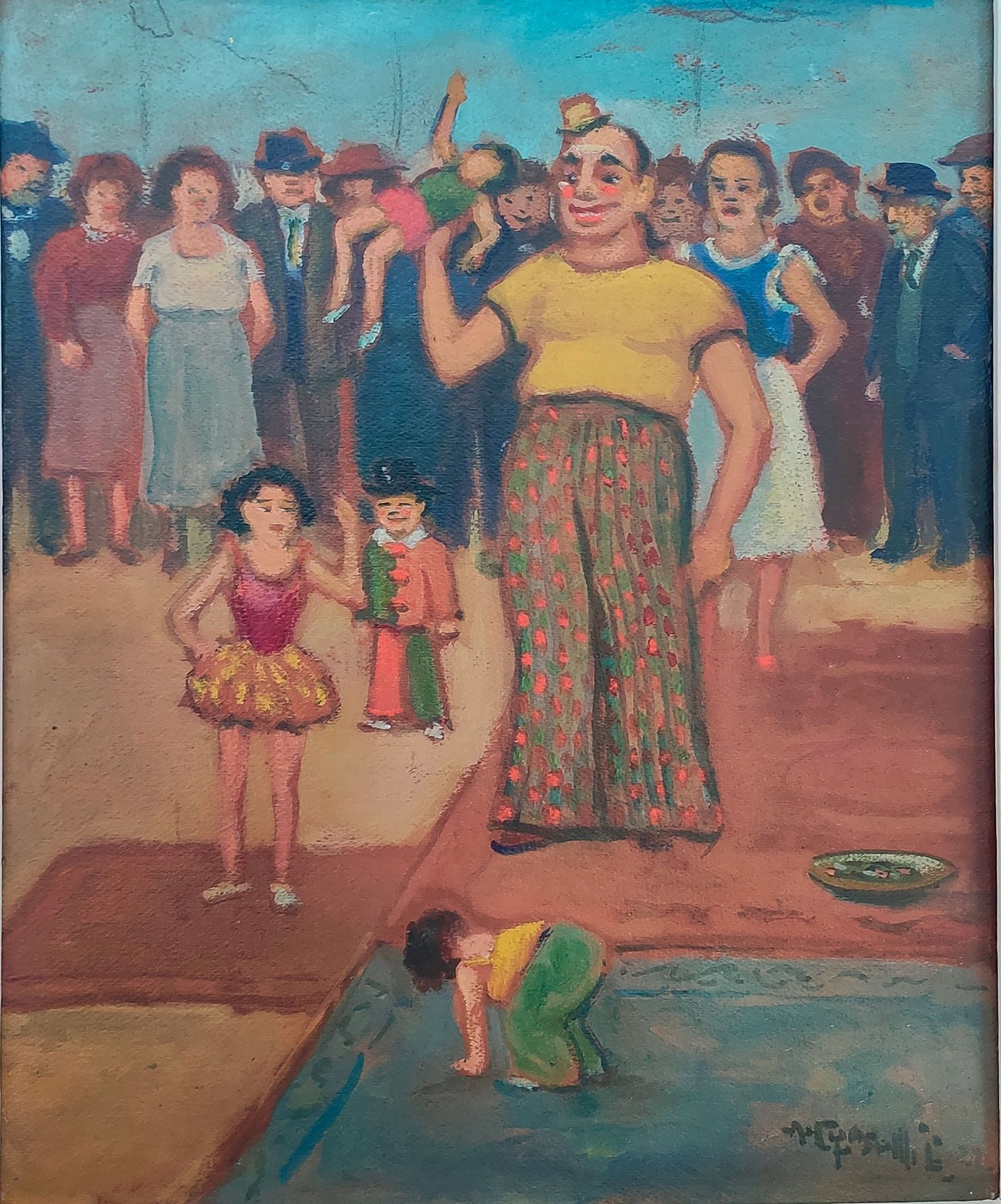 Augustin Grass-Mick (1873-1963) Les saltimbanques
Isorel上的油画，右下角签名 34.5 x 28.5 c&hellip;