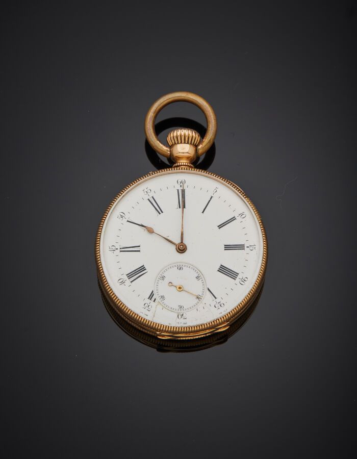 Null Reloj de bolsillo de oro rosa (750‰) con guilloché, grabado y monograma, co&hellip;