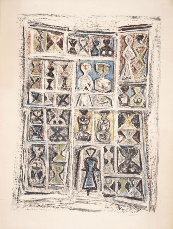 Null 马西莫-坎皮利(1895-1971)

创作, 1959年

彩色石版画，用铅笔签名并注明日期，纸张变色并折叠 76 x 56 cm