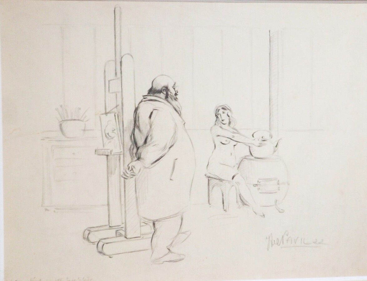 Null Julien PAVIL (1897-1952)
Dans l'atelier de peintre, 1922
Fusain sur papier,&hellip;