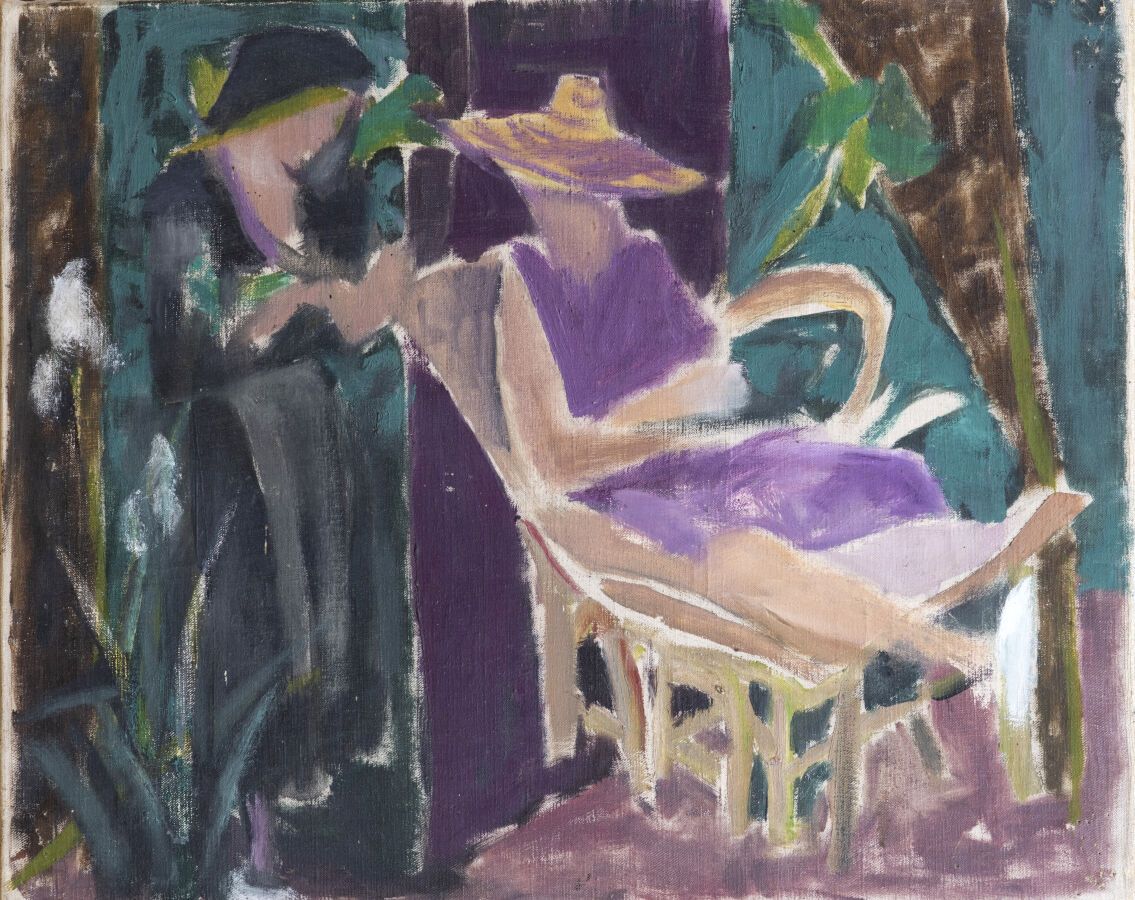 Null Roger CHASTEL (1897-1981) 
Le due donne in giardino, 1960 circa
Olio su tel&hellip;
