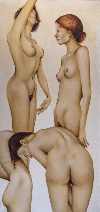 Scuola del XX secolo Quattro studi di donne nude Olio su…