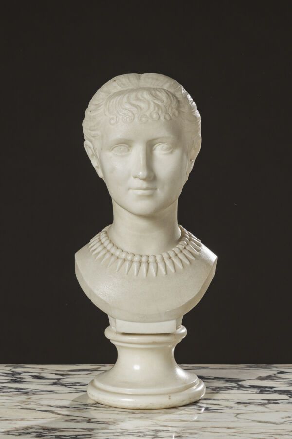 Null Léonie HALEVY (1820-1884)
Busto di donna in marmo bianco, firmato e datato &hellip;