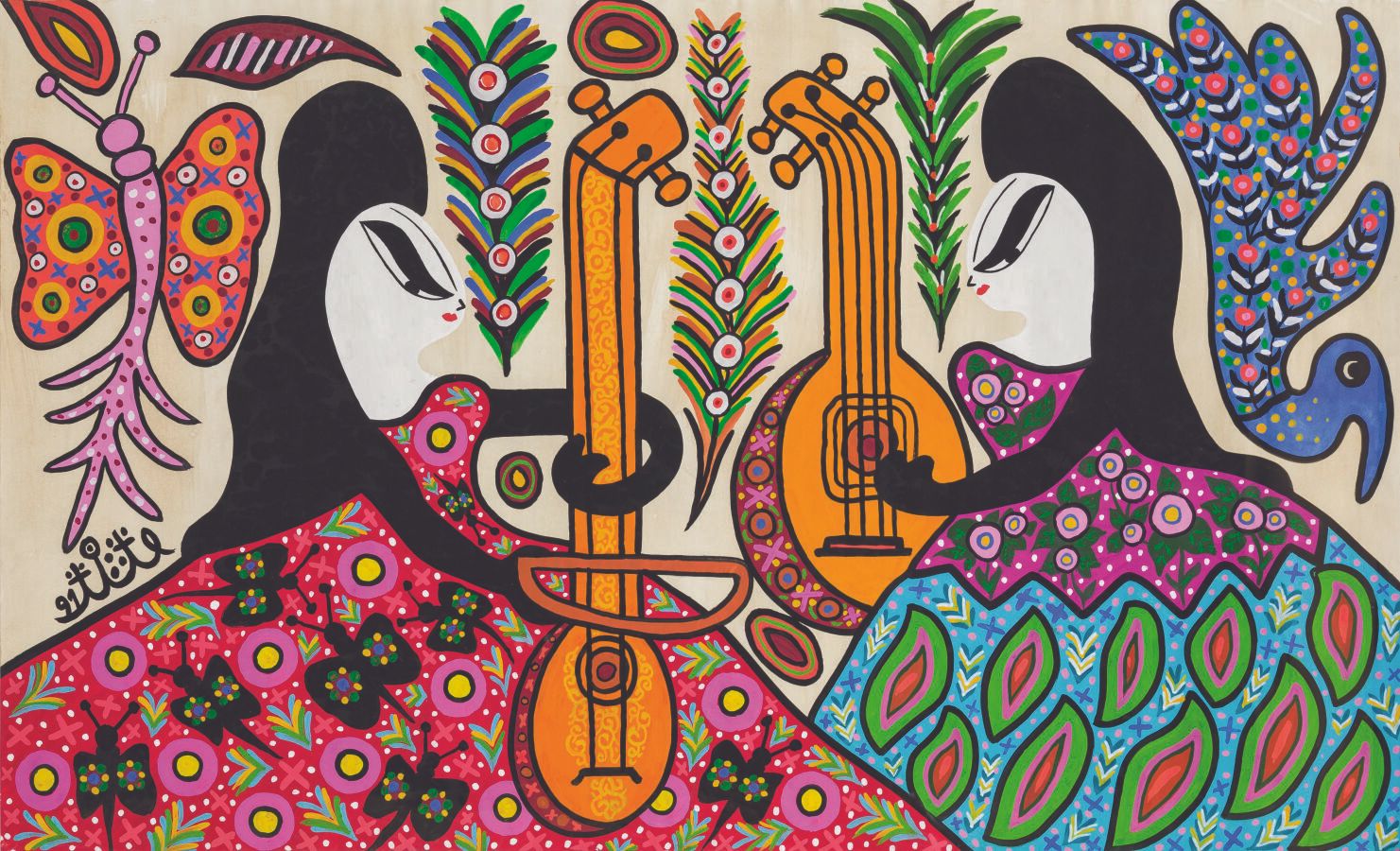 Null BAYA (1931-1998)
Les musiciennes
Gouache sur papier, signée au
dos
68,5 x 1&hellip;