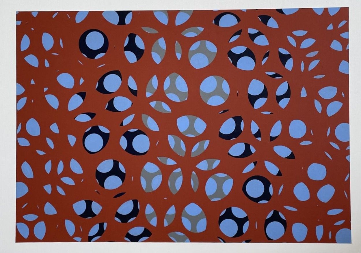 Null David LIPSZYC (1933-2023)
Composition forme bleue, noire sur fond rouge 
Ac&hellip;