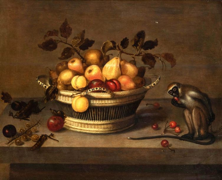 Jan BOUMAN (Strasbourg, 1601 - Utrecht, 1658) 
Nature Morte à la corbeille d'osi&hellip;