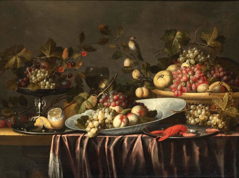 Joris VAN SON (Anvers 1623-1667) 
Nature Morte à la coupe et à la corbeille de f&hellip;