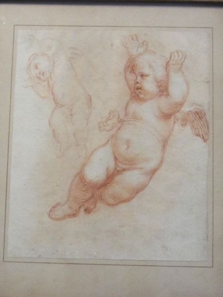 École FRANÇAISE du XVIIIe siècle Étude d'angelots
Sanguine sur papier
17,5 x 14,&hellip;