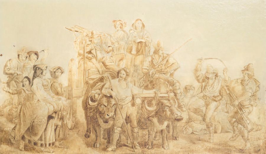 École Française du XIXe siècle Les paysannes romaines accompagnant un chariot
Hu&hellip;
