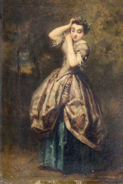 LONGUET (École française du XIXe siècle) La jeune élégante dans un parc
Huile su&hellip;