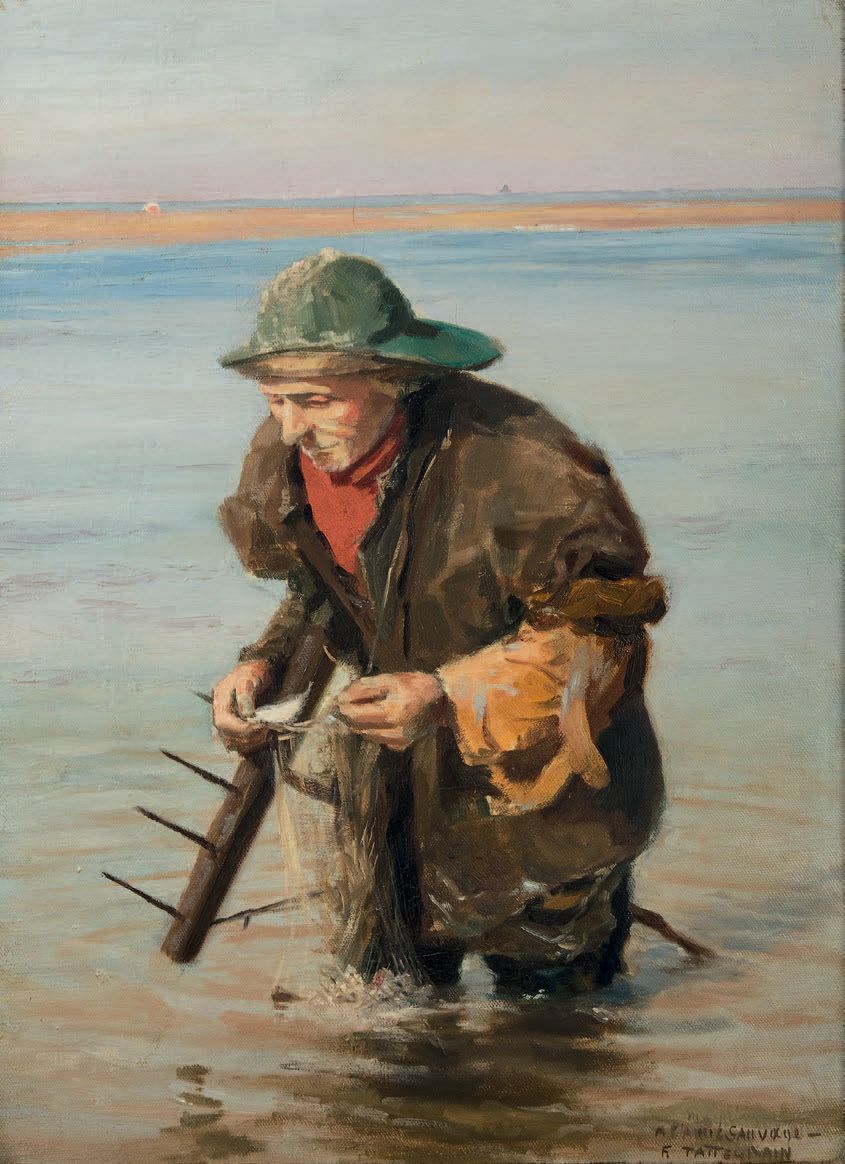 Francis TATTEGRAIN (1852-1915): OCEAN FISHER IN THE BAY OF AUTHIE.
Oil on canvas&hellip;