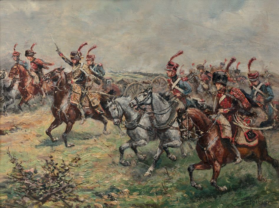 Paul PERBOYRE (1851-1929): CHARGE OF CAVALRY.
Oil on panel, signed lower right.
&hellip;