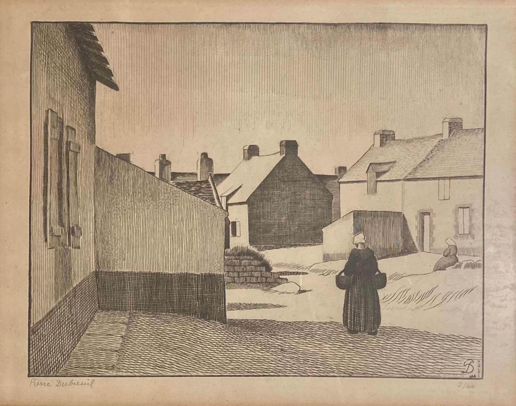 Pierre DUBREUIL (1891-1970): VILLAGE BRETON ANIMATED.
Etching, monogrammed in th&hellip;