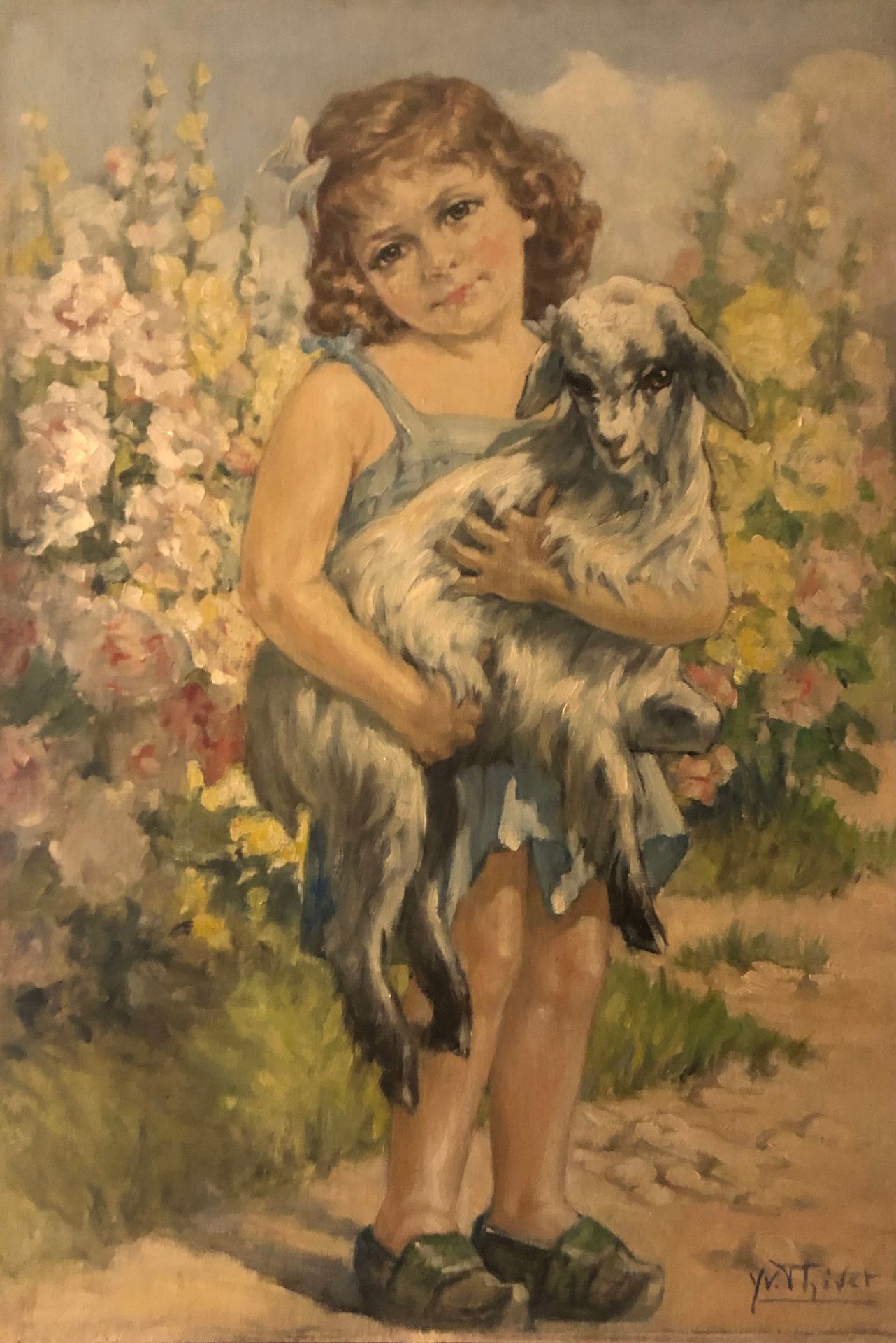 Yvonne THIVET (1888-1972): GIRL WITH HORSE IN HER ARMS.
Oil on canvas, signed lo&hellip;
