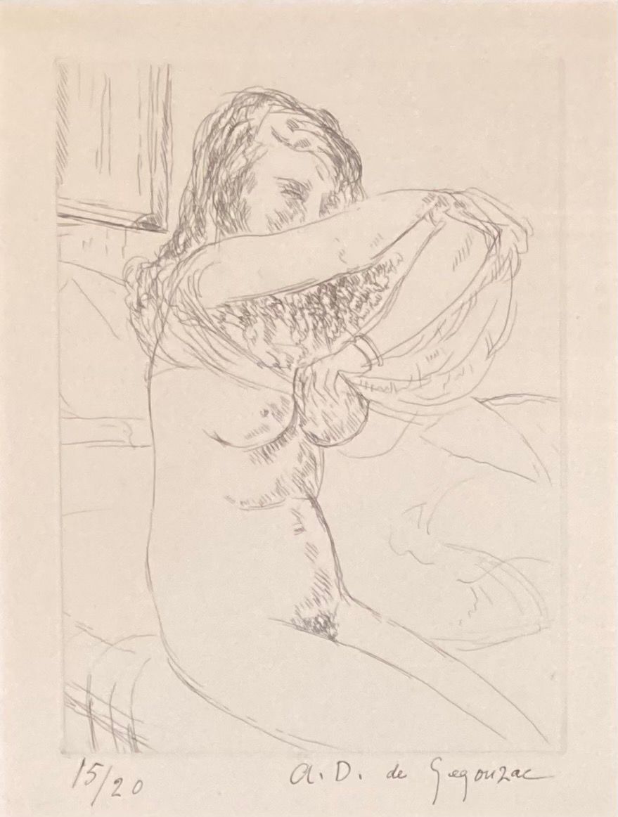 André DUNOYER DE SEGONZAC (1884-1974): NUDE REMOVING HER DRESS.
Etching, signed &hellip;