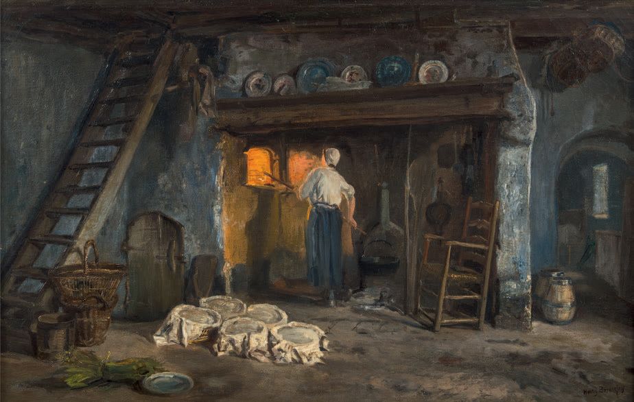 Henry BONNEFOY (1839-1917): KITCHEN INTERIOR WITH A PEASANT.
Oil on canvas, sign&hellip;