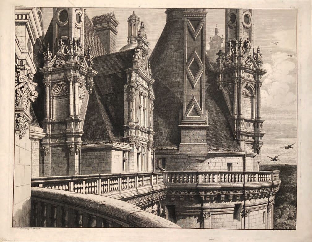 Octave de ROCHEBRUNE (1824-1900): - DIE TERRASSE UND DIE KAMINE VON CHAMBORD. 
 &hellip;