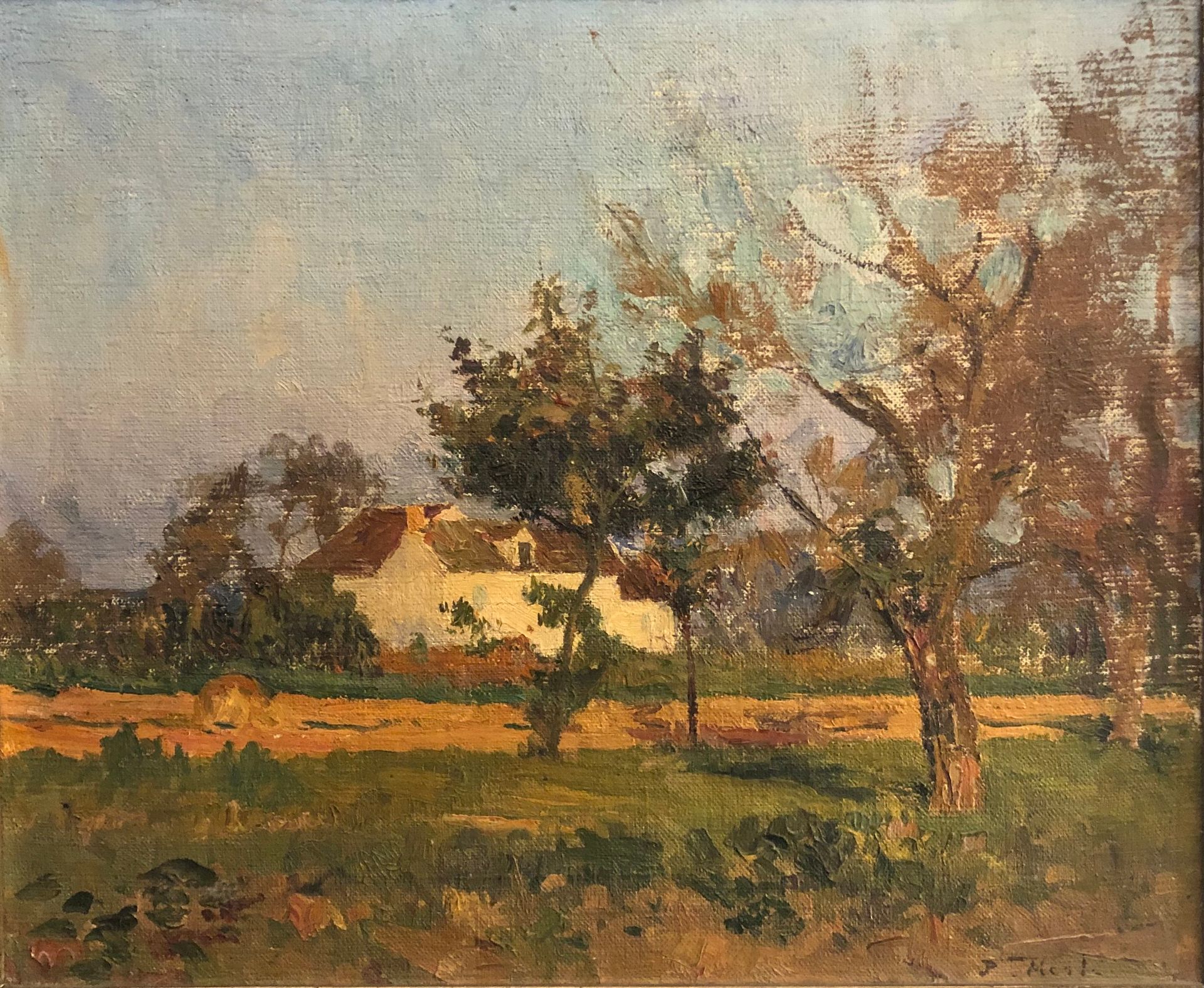 Paul MESLÉ (1855-1929) : 树上的房子。
布面油画，右下方签名。
38 x 46 cm。
展览：乔治-佩蒂画廊，1929年5月