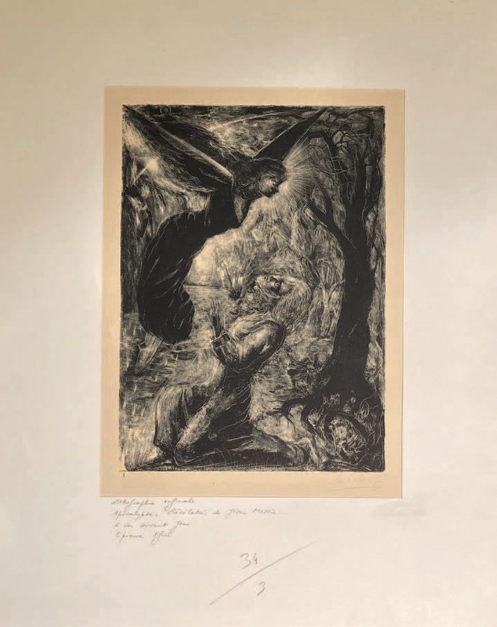 Édouard GOERG (1893-1969): 启示录》，耶稣弥赛亚对其仆人约翰的启示。
蚀刻画，右下方有铅笔签名。
55,5 x 38 cm。
安装在铰&hellip;