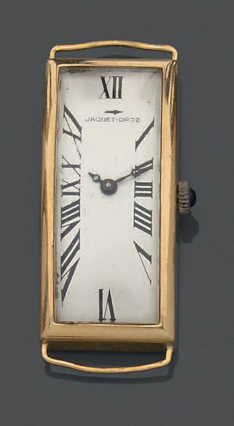 Null Men's watch in 18K (750) yellow gold, rectangular case, beige enamel dial, &hellip;