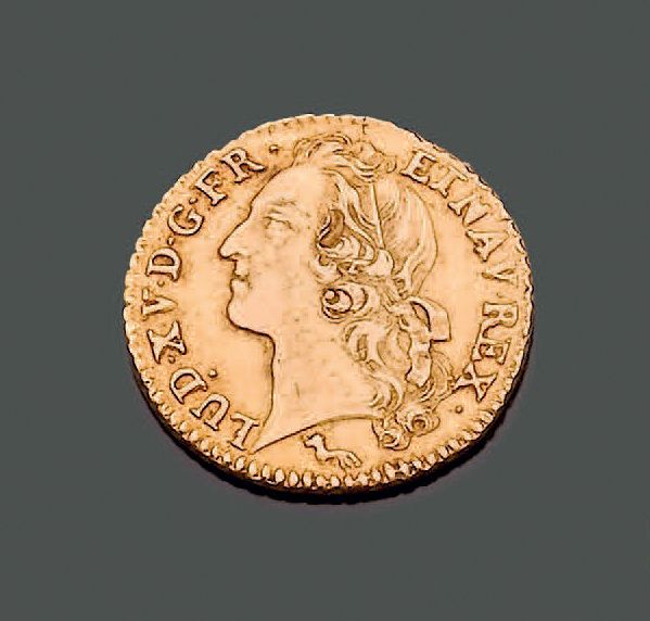 Null FRANCE. XVIIIe siècle. Pièce en or jaune au profil de Louis XV : Louis d'or&hellip;