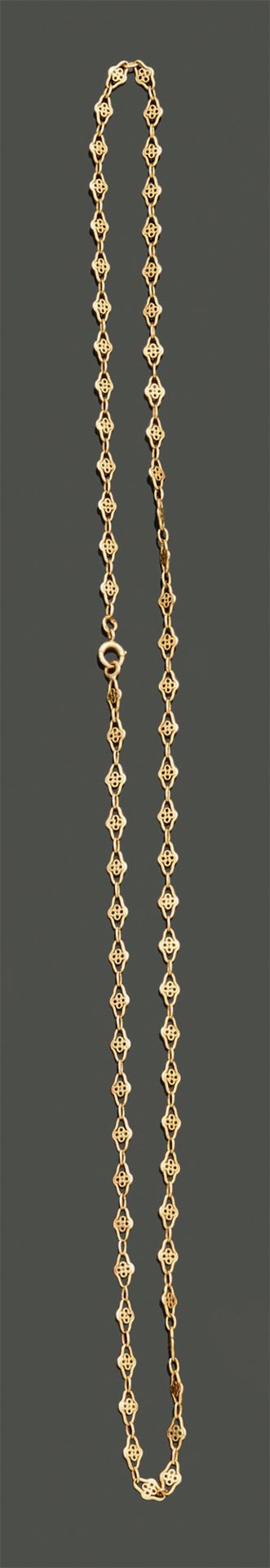 Null Necklace in 18K (750) yellow gold, the polylobed links of oblong shape pier&hellip;