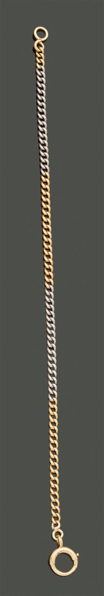 Null 18K(750)黄金和白金链，带路牙链。毛重：11.75克。缩小了尺寸。