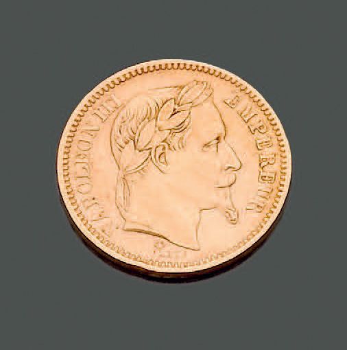 Null 法国。第二帝国20法郎黄金币，拿破仑三世，头顶桂冠。1862.重量：6.44克。