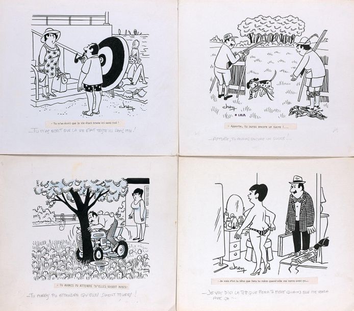 CHEN (XXème siècle) Maurice-Albert Chenechot dit Ensemble de quatre dessins humo&hellip;