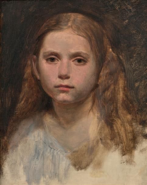 Jean SCOHY (1824-1897) 
PORTRAIT DE FILLETTE AUX LONGS CHEVEUX.
Huile sur toile,&hellip;