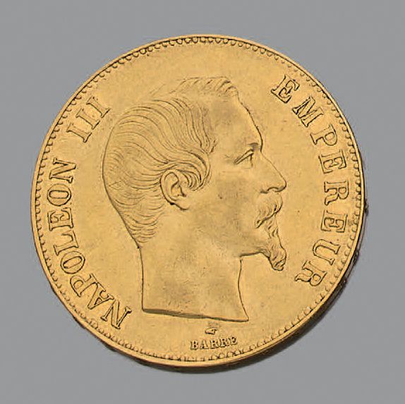 France Une pièce de 100 Francs en or jaune.
Second Empire, Napoléon III tête nue&hellip;