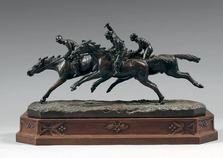 Christophe FRATIN (1801-1867) 
LA COURSE DE CHEVAUX.
Bronze à patine brune, sign&hellip;
