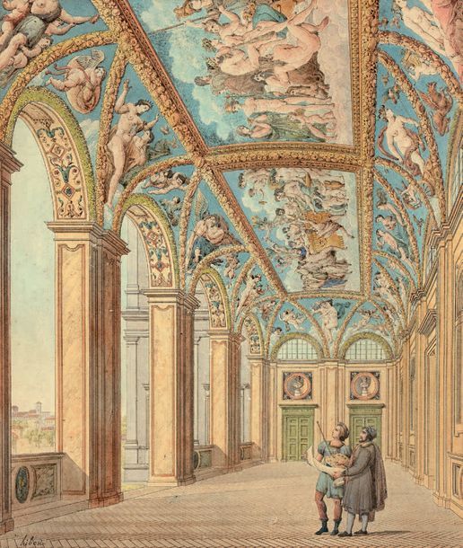 Auguste HIBON (1780-1857) 
RAPHAËL ET L'ARCHITECTE PERUZZI SOUS LA LOGGIA DE LA &hellip;