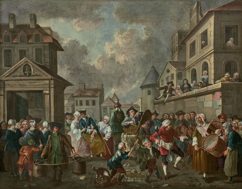 Atelier d'Etienne JEAURAT (1699-1789): LE CARNAVAL DE RUE DE PARIS.
Huile sur to&hellip;