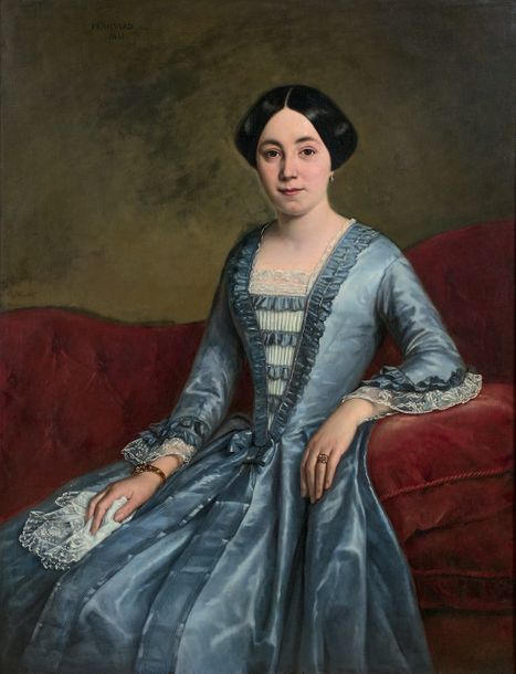 Melchior PERONARD (act. 1831-1880): PORTRAIT DE FEMME TENANT UN MOUCHOIR DE DENT&hellip;