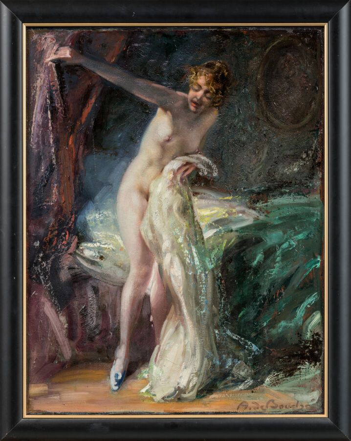 Null DE BOUCHE Arnulf (1872-1945). "Le lever" 

Huile sur toile signature en bas&hellip;