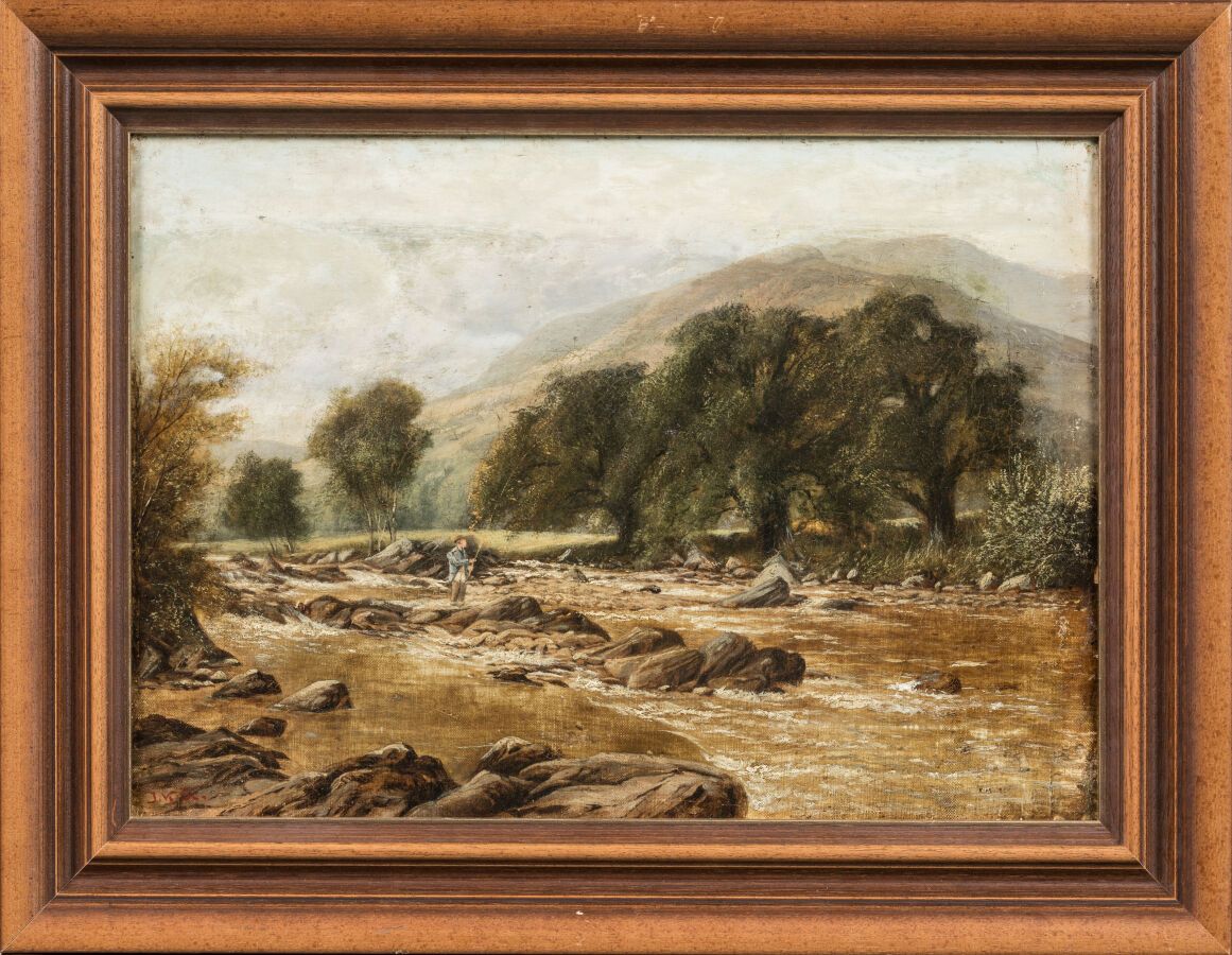 Null GILES James (1801-1870). "Pêcheur à la mouche" 

Huile sur toile signée en &hellip;