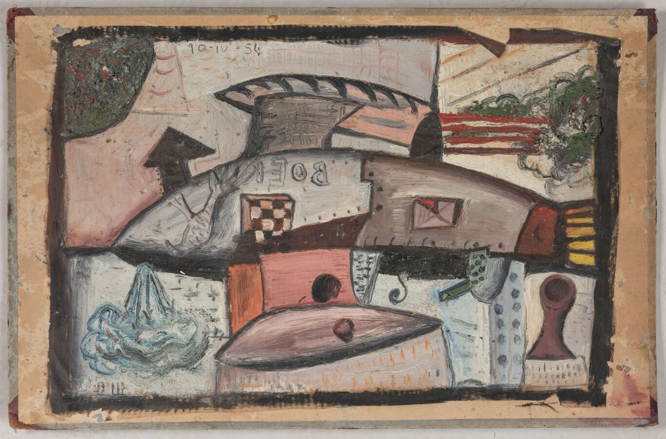 Null SEJKA Leonid (1932-1970). "L'avion" 

Huile sur papier datée en haut 10 IV &hellip;